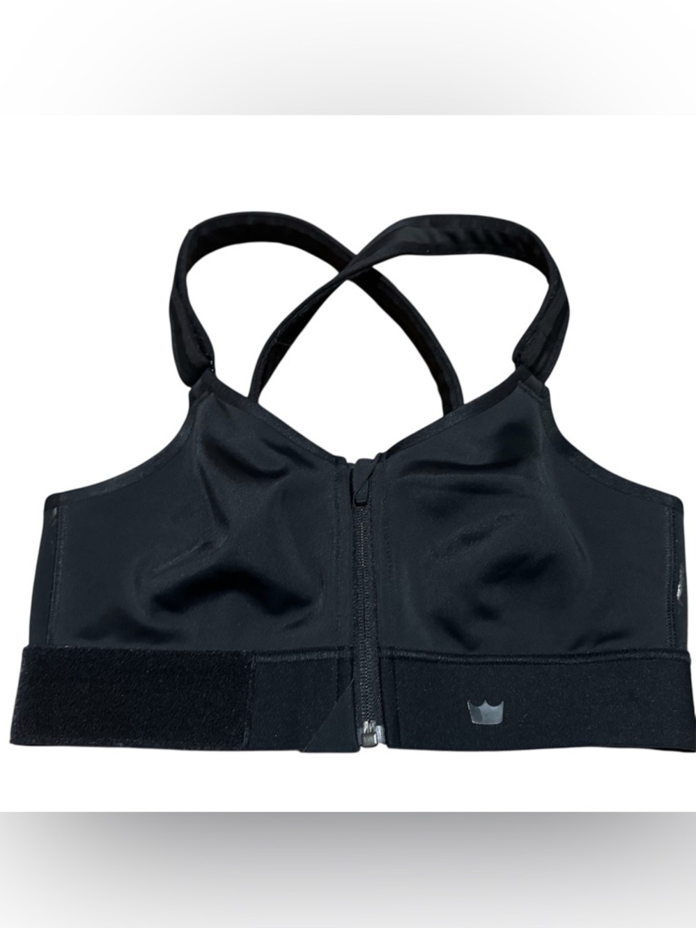 SHEFIT Flex Sports Bra Zip Front Close Black Medium Support Wire Free Medium